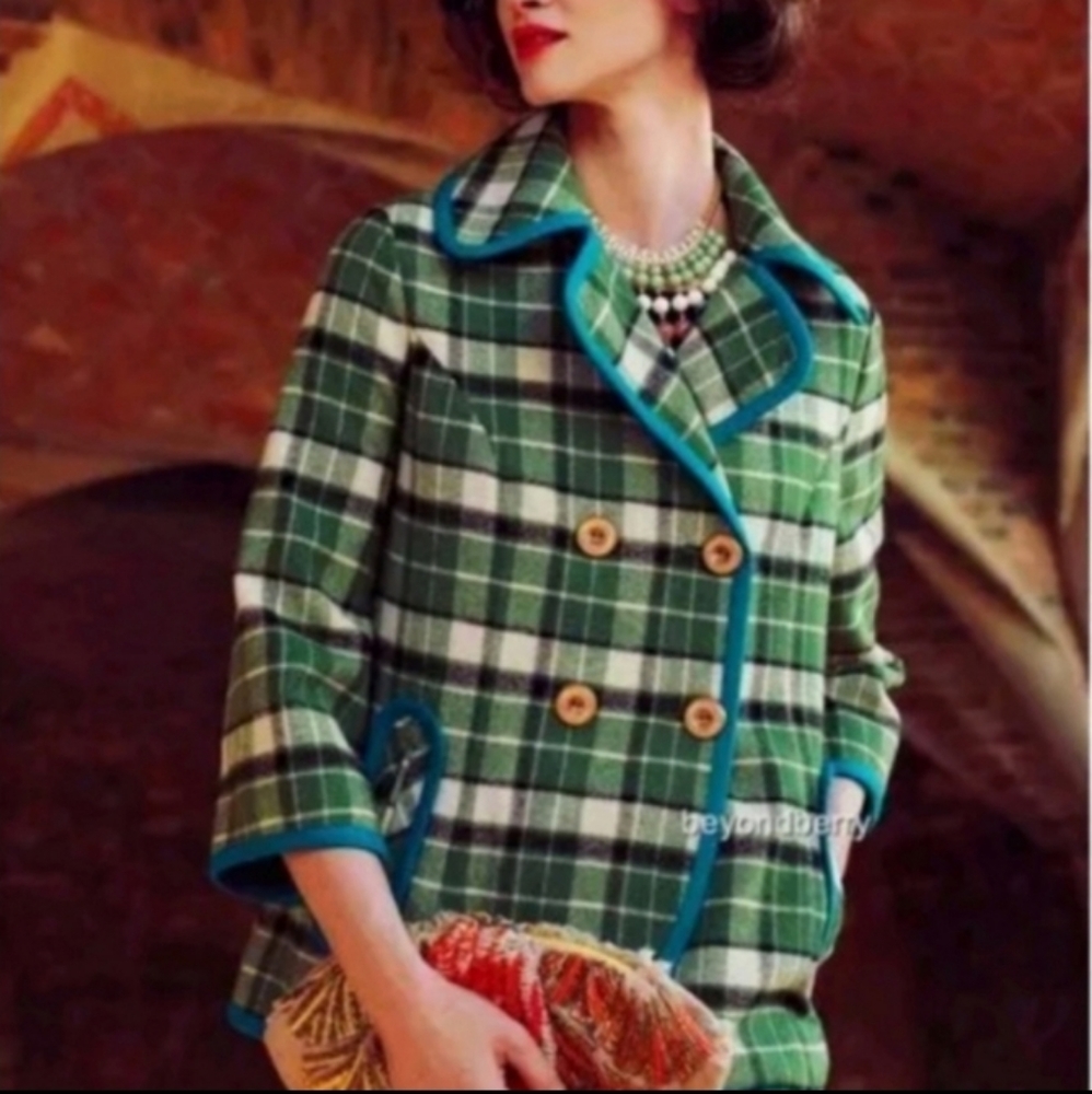 Tabitha Anthropologie Holiday Plaid Jacket Sz S